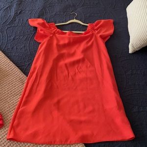 TopShop Orange off shoulder dress